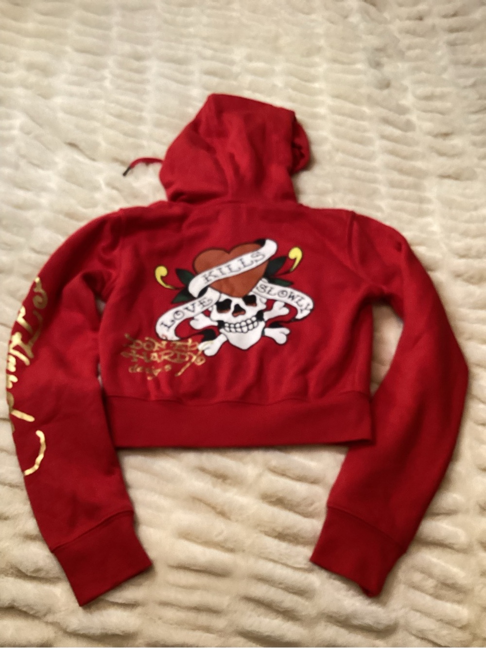 Ed Hardy Red Skull & Heart Graphic Hoodie